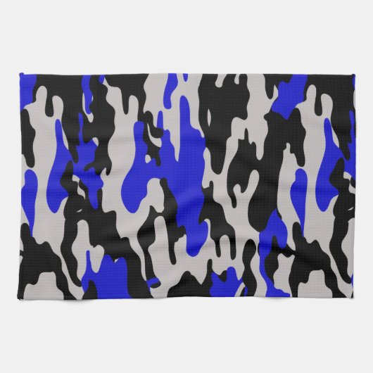 Zwarte en blauwe Camo Theedoek (Horizontaal)