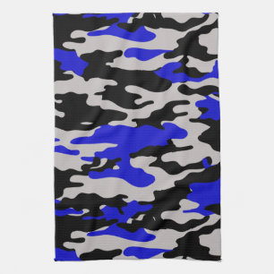 Zwarte en blauwe Camo Theedoek