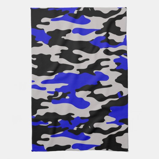 Zwarte en blauwe Camo Theedoek (Verticaal)