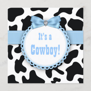 Zwarte en Blauwe Cowboy Baby Shower voor Jongen Kaart