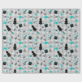 Zwarte en blauwe feestdag met kerstmis cadeaupapier (Vlak)