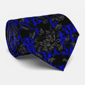 Zwarte en blauwe Floral Damask Gothic Wedding Stropdas (Opgerold)
