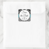 Zwarte en Blauwe Floral sparen de Tellers van de D Vierkante Sticker (Tas)