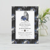 Zwarte en blauwe gegotische haring, diner kaart (Staand voorkant)