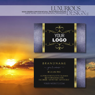 Zwarte en blauwe Glitter Gold Decor Border met Log Visitekaartje