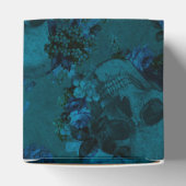 Zwarte en Blauwe Gothic Floral Skull Bedankdoosjes (Bovenkant)