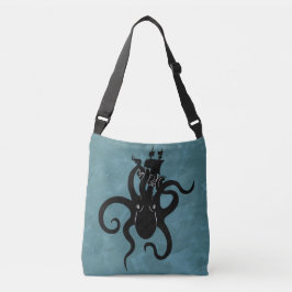 Zwarte en blauwe kraken uit de diepe oceaan crossbody tas