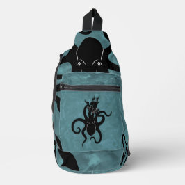 Zwarte en blauwe kraken uit de diepte sling bag