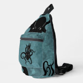 Zwarte en blauwe kraken uit de diepte sling bag (Rechterhoek)