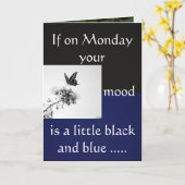 Zwarte en blauwe maandag kaart (Gele Bloem)
