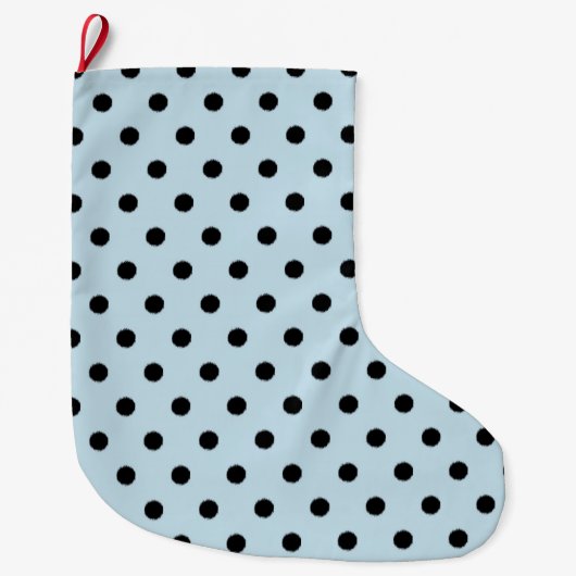 Zwarte en blauwe poka Dots Grote Kerstsok (Voorkant)
