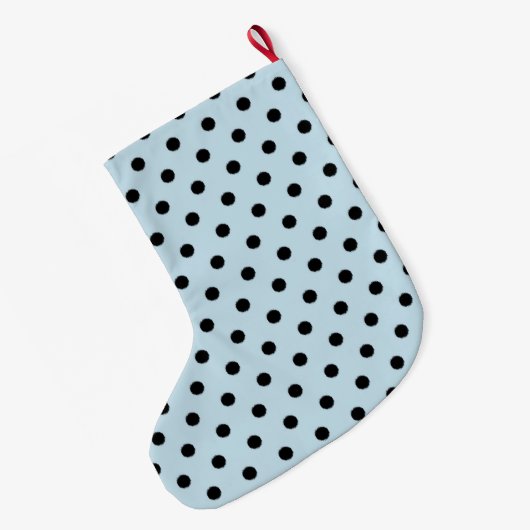Zwarte en blauwe poka Dots Grote Kerstsok (Achterkant (Hangend))