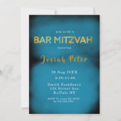 Zwarte en blauwe roke Bar Mitzvah-uitnodigingen (Voorkant)