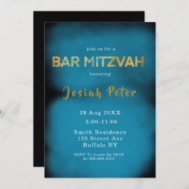 Zwarte en blauwe roke Bar Mitzvah-uitnodigingen