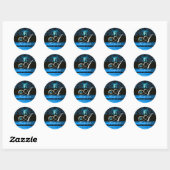 ZWARTE EN BLAUWE SAPPHIRE DAMASKMONOGRAM, RONDE STICKER (Vel)