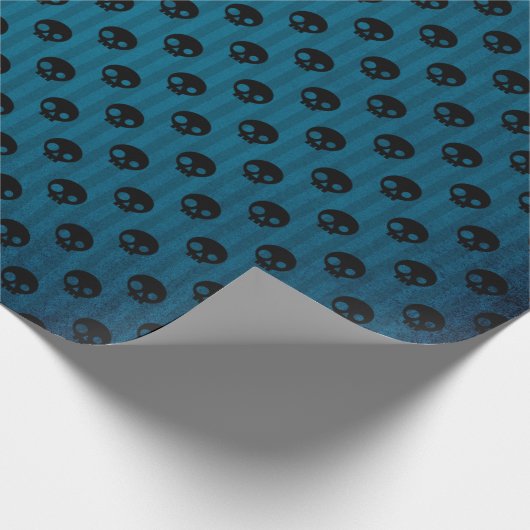 Zwarte en blauwe schedel Patroon Cadeaupapier (Hoek)
