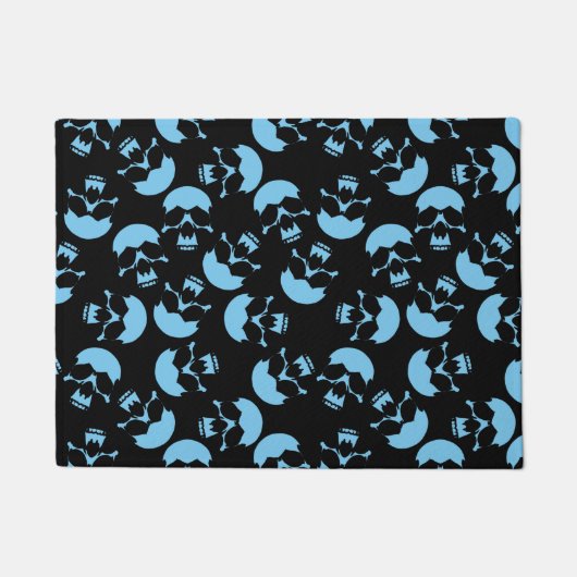 Zwarte en blauwe schedel Patroon Deurmat (Voorkant)