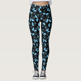 Zwarte en blauwe schedel Patroon Leggings