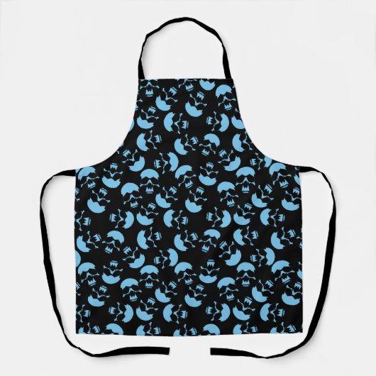 Zwarte en blauwe schedel Patroon Schort (Voorkant)