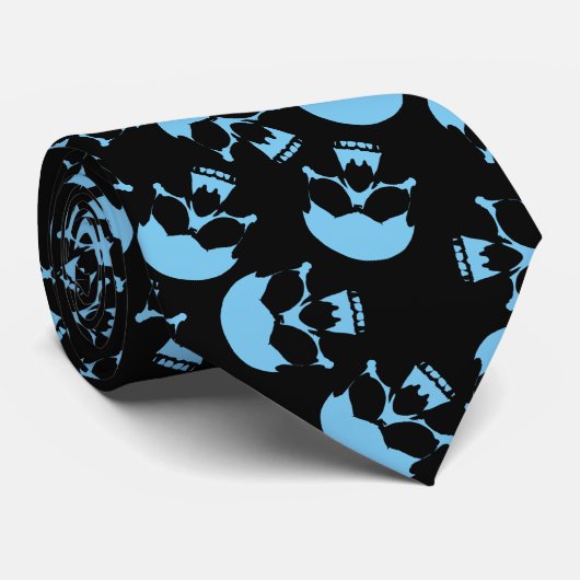 Zwarte en blauwe schedel Patroon Stropdas (Opgerold)