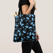 Zwarte en blauwe schedel Patroon Tote Bag (Dichtbij)