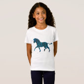 Zwarte en Blauwe Silhouet Zebra T-shirt (Voorkant volledig)