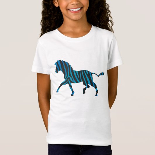 Zwarte en Blauwe Silhouet Zebra T-shirt (Voorkant)
