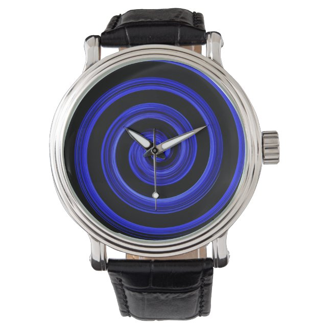 zwarte en blauwe spiraal horloge (Voorkant)
