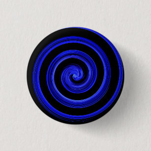 Zwarte en blauwe spiraal ronde button 3,2 cm
