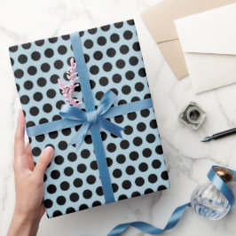 Zwarte en Blauwe Stippen Cadeaupapier