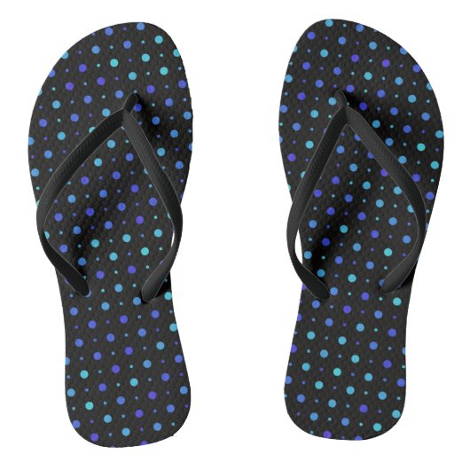 Zwarte en blauwe Stippen Teenslippers (Voetbed)
