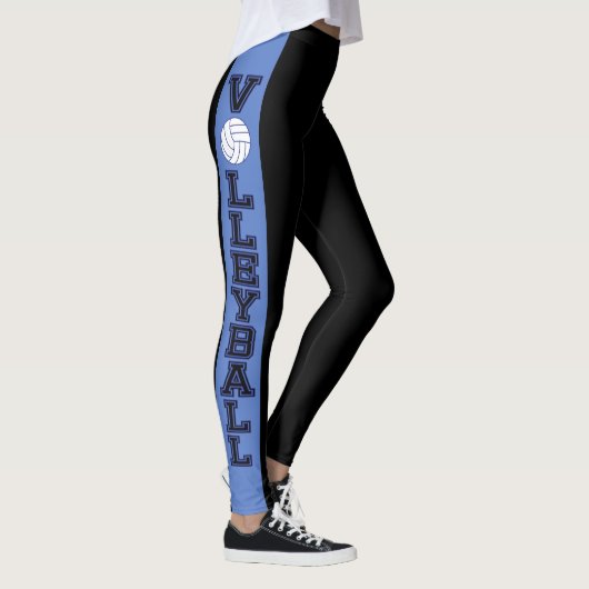 Zwarte en blauwe streep met donkerblauwe volleybal leggings (Rechts)