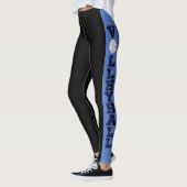 Zwarte en blauwe streep met donkerblauwe volleybal leggings (Links)