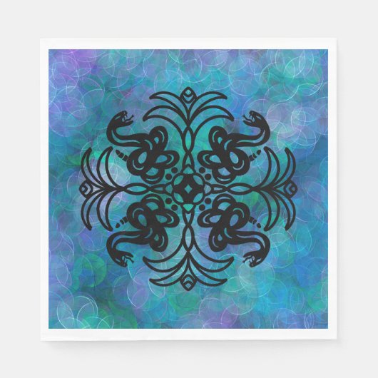 Zwarte en blauwe tribale slang servet (Voorkant)