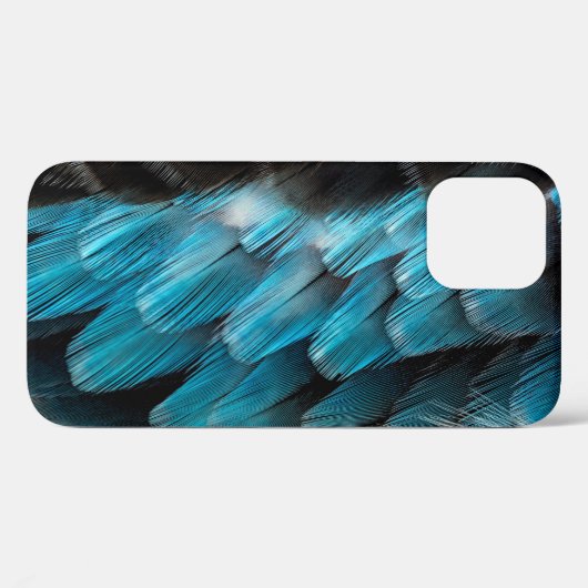 Zwarte en blauwe veren Case-Mate iPhone case (Achterkant (horizontaal))