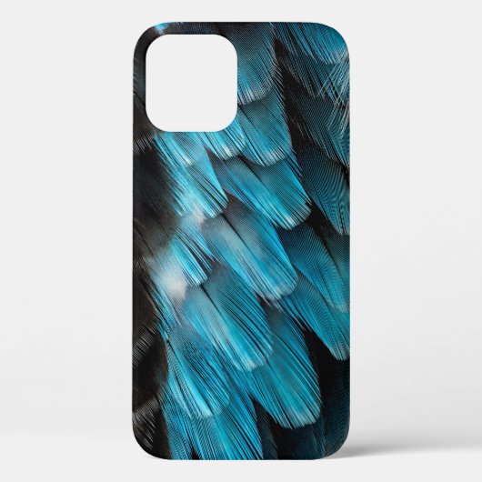 Zwarte en blauwe veren Case-Mate iPhone case (Achterkant)