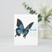 Zwarte en blauwe vlinder briefkaart (Staand voorkant)