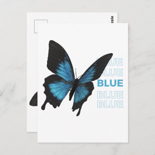 Zwarte en blauwe vlinder briefkaart (Voorkant / Achterkant)