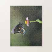 Zwarte en Blauwe Vlinder en Bloem Natuur Puzzel Legpuzzel (Verticaal)