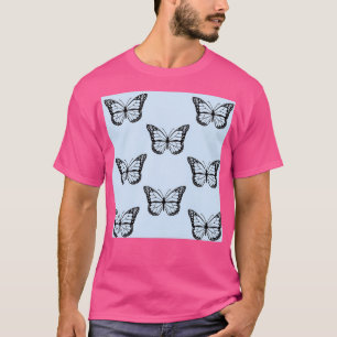 Zwarte en blauwe vlinders t-shirt
