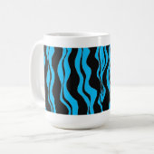 Zwarte en blauwe Zebra streep Koffiemok (Voorkant links)