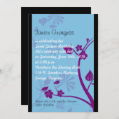 ZWARTE EN BLAUWE zestien uitnodiging (Voorkant / Achterkant)