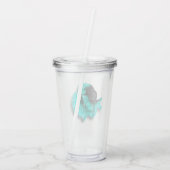 Zwarte en Blauwgroen bètavis Acryl Drinkbeker (Achterkant)