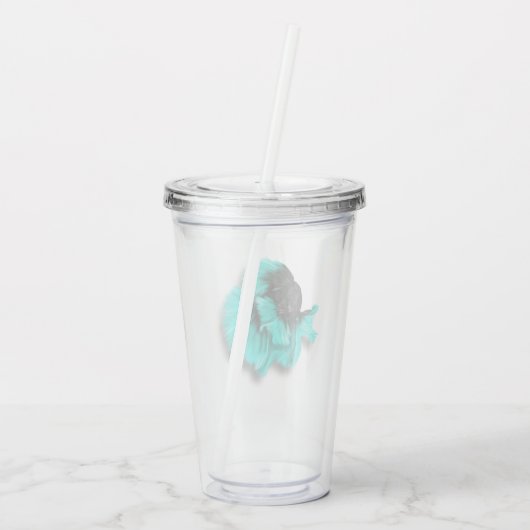 Zwarte en Blauwgroen bètavis Acryl Drinkbeker (Achterkant)