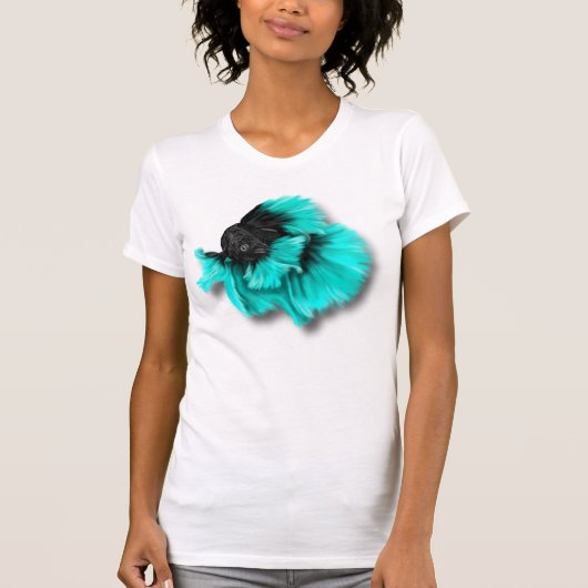Zwarte en Blauwgroen bètavis T-shirt (Voorkant)