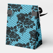 Zwarte en Blauwgroen blauwe bruiloft Bedankdoosjes (Achterkant)