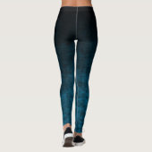 Zwarte en Blauwgroen Grunge Ombre Textuur Leggings (Achterkant)