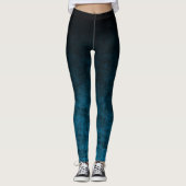 Zwarte en Blauwgroen Grunge Ombre Textuur Leggings (Voorkant)