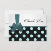 Zwarte en blauwgroen poka-punten Dank u Bedankkaart (Voorkant)