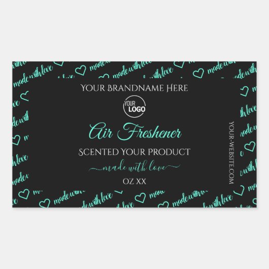 Zwarte en Blauwgroen Word Cloud Product Labels met (Voorkant)